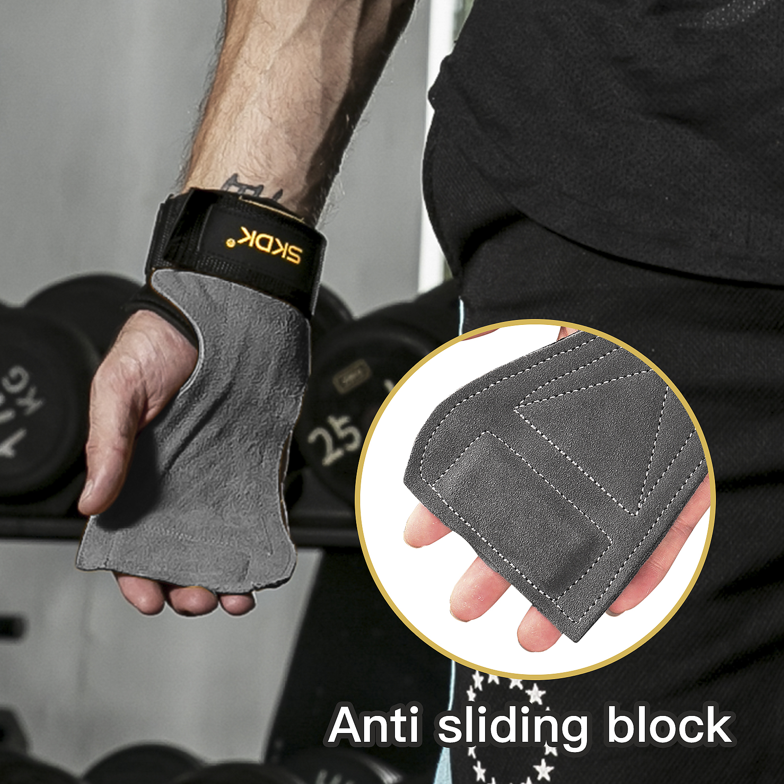 SKDK Gym Grips Palm Guards Cow - Best Crossfit Gear ulasan dan harga